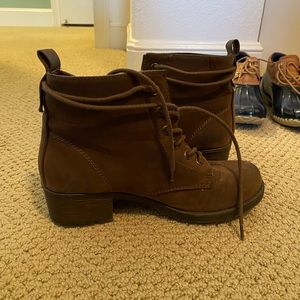 Brown lace up ankle booties